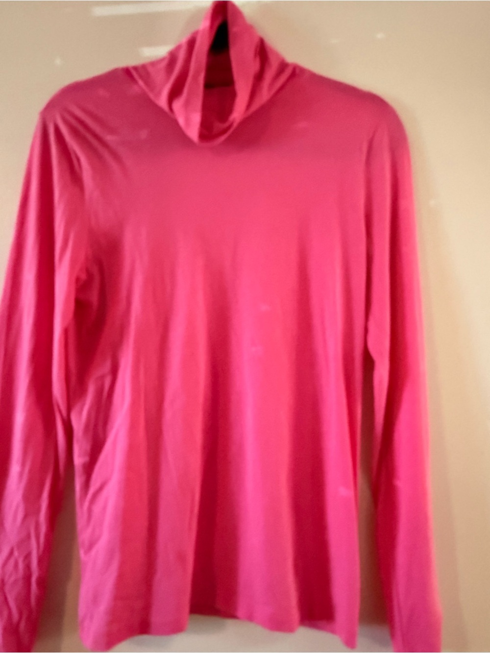 J. Crew Bright Pink Long-Sleeve Turtleneck Top